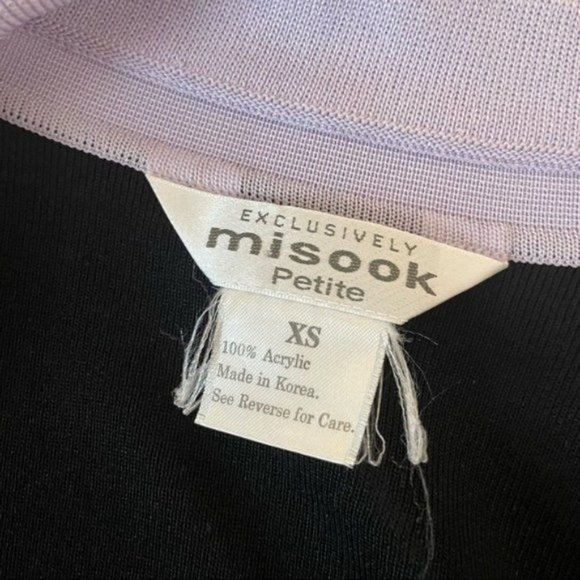 MISOOK KNIT WOVEN COLLARED SPLIT HEM ACCENT CUFF OPEN FRONT CARDIGAN SWEATER XS - Picture 3 of 3